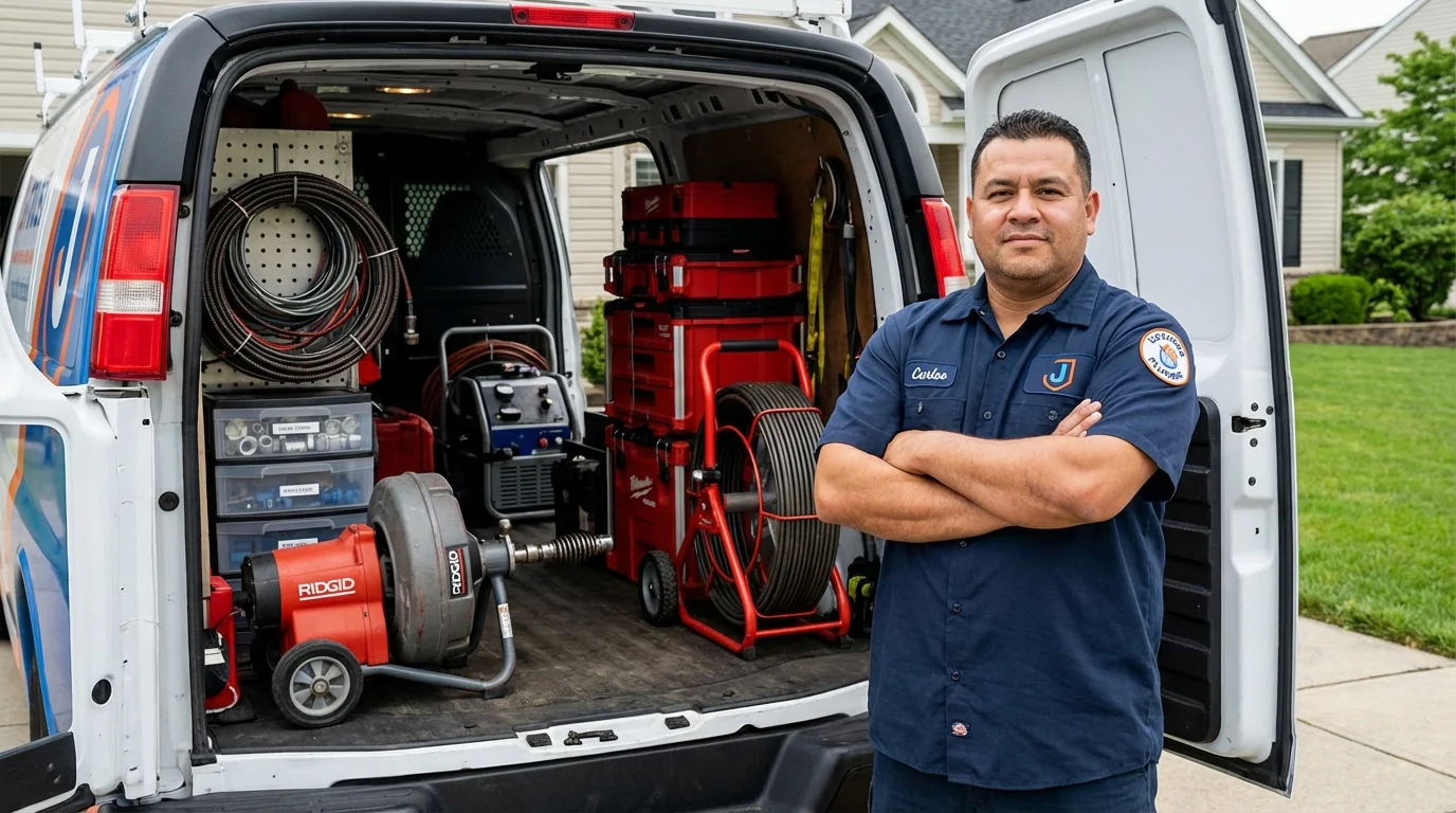 Professional drain cleaning equipment and Johns Plumbing LLC plumber in Idalou