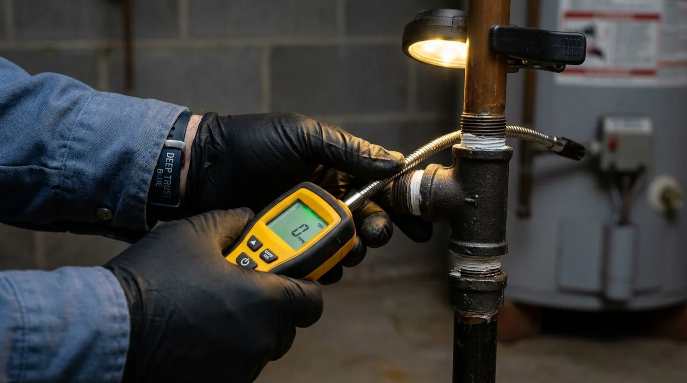 Gas leak detection with electronic sniffer by Johns Plumbing LLC in Idalou